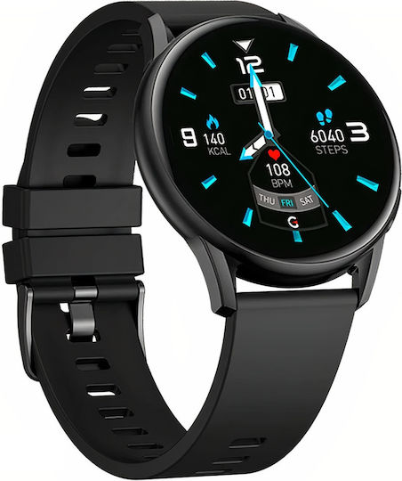 Kingwear Smartwatch Idealstore 1.3 Inch Hd Touch Screen Water Resistant Pedometer Heart Rate Monitor Blood Pressure Monitor Sedentary Reminder Sports Mode Black view 1