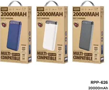 Remax RPP-626 Power Bank 20000mAh 18W with 2 USB-A Ports Blue view 2