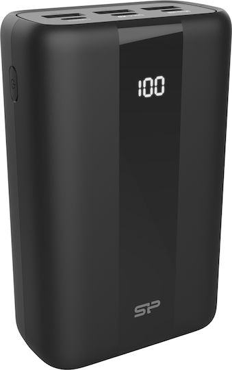 Silicon Power QX55 Power Bank 30000mAh 22.5W with 3 USB-A Ports and USB-C Port Power Delivery / Quick Charge 3.0 Black