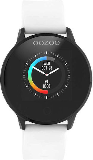 Oozoo Q00112 Stainless Steel 43mm Smartwatch with Heart Rate Monitor (Black / White) view 2