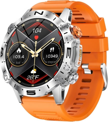 K59 Ip67 Bt5.0 1.43inch Smart Watch Support Voice Call Sleep Detection Orange