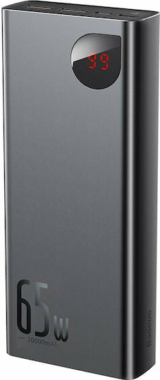 Baseus Adaman Metal Digital Display Power Bank 20000mAh 65W with 2 USB-A Ports and USB-C Port Quick Charge 3.0 Black view 6