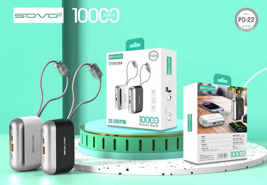 Power Bank 10000mAh 22.5W with USB-A Port and USB-C Power Delivery Port Black view 2