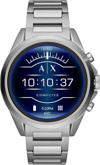 Armani Exchange Connected Stainless Steel 46mm Smartwatch (Silver) view 1