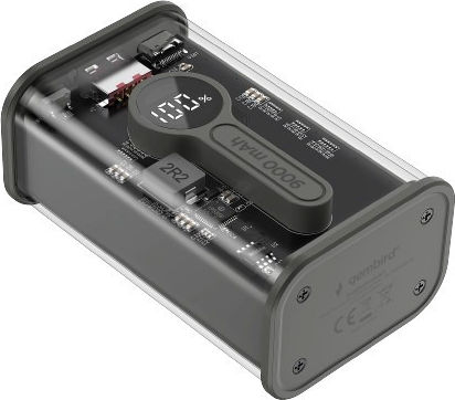 Gembird Power Bank 9000mAh 18W with USB-A Port and USB-C Port Quick Charge 3.0 Transparent view 3