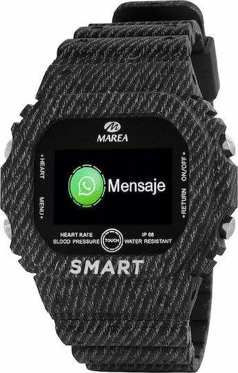 Marea B57008 40mm Smartwatch with Heart Rate Monitor (Jean Rubber Strap)
