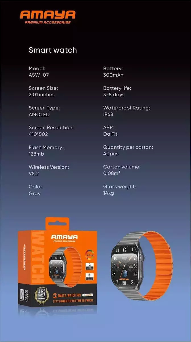 Amaya Pro Smartwatch with Heart Rate Monitor (Gray) view 4