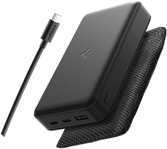 Spigen EA3020 Power Bank 20000mAh 30W with USB-A Port and USB-C Port Black view 1
