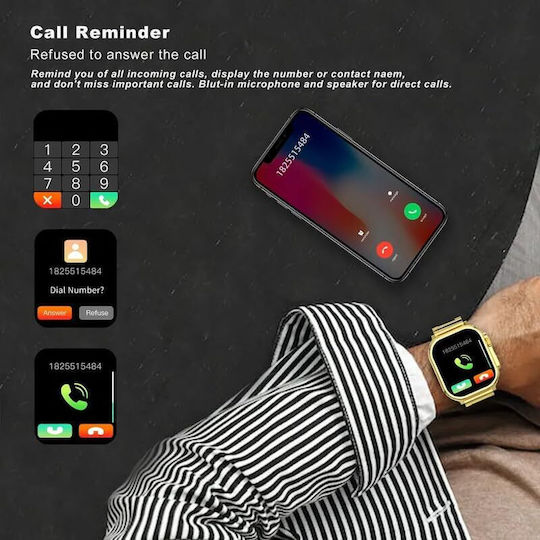 M9 Ultra Max Smartwatch with Heart Rate Monitor (Gold) view 5