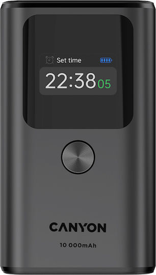 Canyon OnPower 130 10000mAh 30W with USB-A Port and 2 USB-C Ports Power Delivery Dark Gray