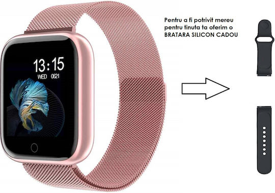 Smartwatch Slim Fitness Bracelet Time80 Fashion 1.3 Inch Color Tft Ips Display Heart Rate Measurement Sleep Monitoring Music Photos Calls Message Reminder Unique Design Pink Silicone Gift Bracelet view 1