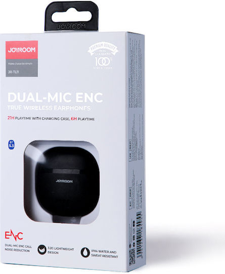 Joyroom JR-TL11 Earbud Bluetooth Handsfree Earphones with Sweat Resistance and Charging Case Black view 2