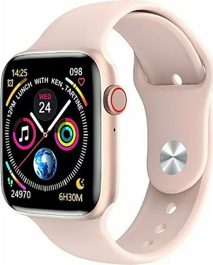 F8 Max Stainless Steel 45mm Smartwatch with Heart Rate Monitor (Pink) view 1