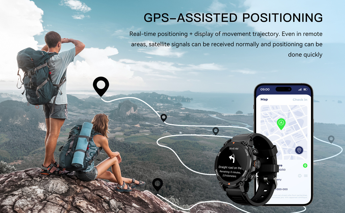 INTIME G6 Titanium 53mm Smartwatch with Heart Rate Monitor (Black) view 5