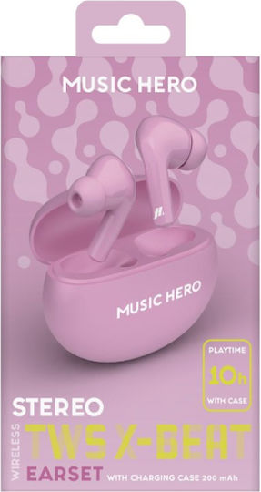 SBS Music Hero X-Beat In-ear Bluetooth Handsfree Earphones with Charging Case Pink vue 2