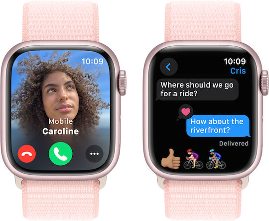 Apple Watch Series 9 Aluminium 41mm Waterproof with Heart Rate Monitor (Pink with Light Pink Sport Loop) view 6