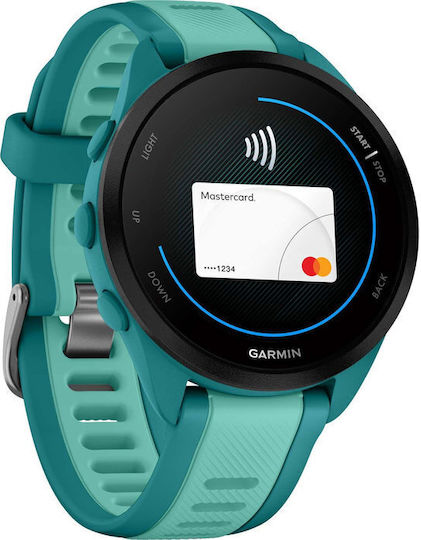 Garmin Forerunner 165 Music 43mm Waterproof Smartwatch with Heart Rate Monitor (Turquoise/Aqua) view 4
