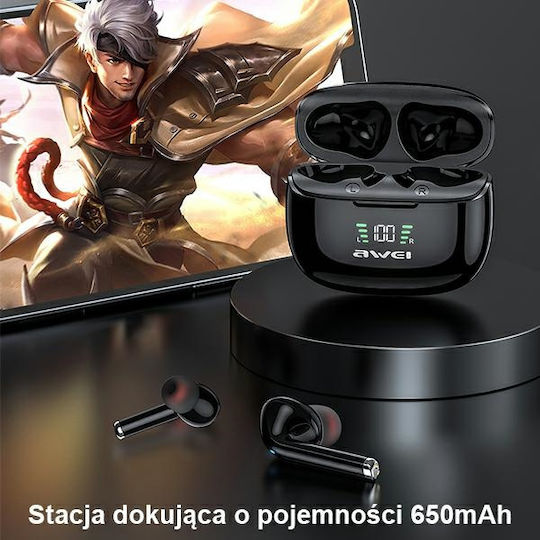 Awei TWS TA8 Earbud Bluetooth Handsfree Earphones with Charging Case Black vue 6