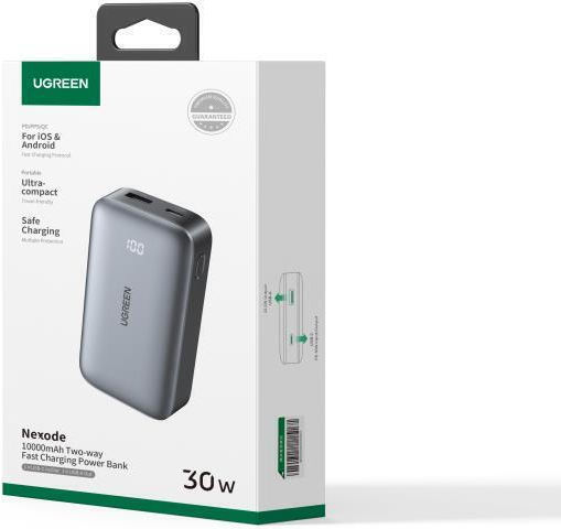 Ugreen PB502 Power Bank 10000mAh 30W with USB-A Port and USB-C Port Power Delivery / Quick Charge 3.0 Gray view 3