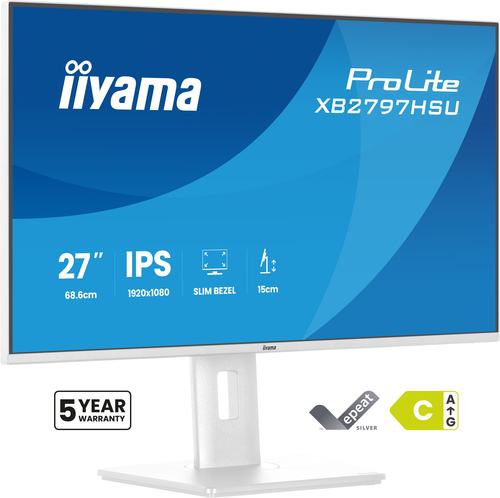 Iiyama XB2797HSU W1 IPS Monitor 27 Inch FHD 1920x1080 White