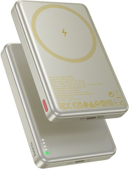 Hoco Q26 MagSafe Power Bank 10000mAh 20W with USB-C Port Power Delivery / Quick Charge 3.0 Gold view 1