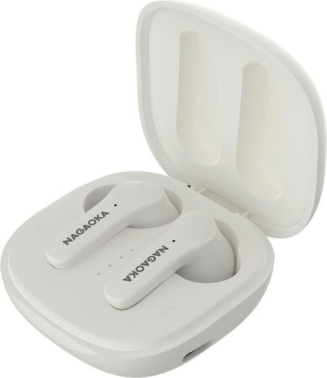 Nagaoka BT828ANC In-ear Bluetooth Handsfree Earphones with Sweat Resistance and Charging Case Natural White