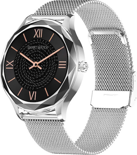 Diamond Suprem Collection Smartwatch Idealstore 1.09 Inch Display Call Message Notifications Bluetooth Heart Rate Sleep Monitoring Multi-sport Ip67 Water Resistant Alarm Android-ios Long Battery Silver Metal Edition