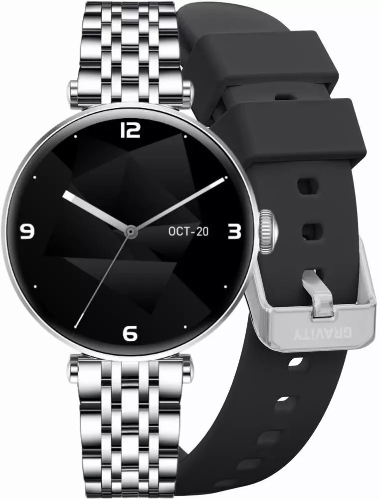Smartwatch Gravity Silver Black 2 Straps Gt26-9