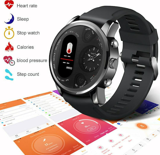 Lemfo T3 Pro Smartwatch with Heart Rate Monitor (Black) vue 2