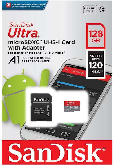 Sandisk Ultra microSDHC 128GB U1 A1 UHS-I with Adapter view 3
