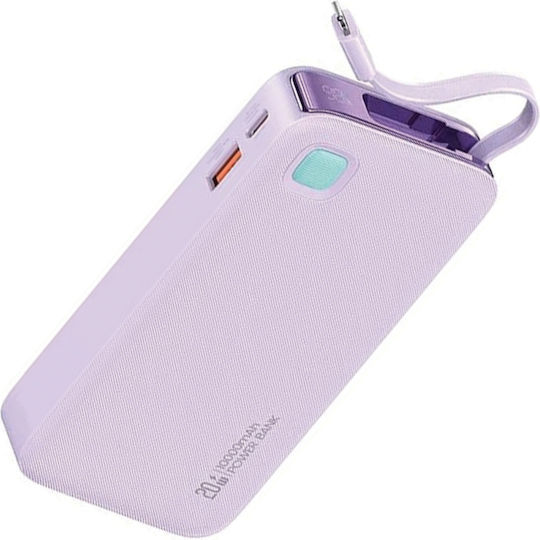 Usams CD225 Lightning Power Bank 10000mAh 20W with USB-A Port and USB-C Port Power Delivery Purple view 6