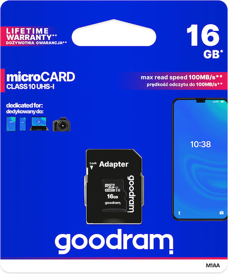 GoodRAM 16GB U1 UHS-I 100MB/s with Adapter view 1