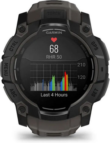 Garmin Instinct 3 AMOLED Aluminium 50mm Waterproof Smartwatch with Heart Rate Monitor (Black with Charcoal Band) view 6