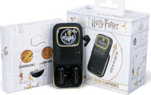 OTL Harry Potter Hogwarts Slide In-ear Bluetooth Handsfree Earphones with Charging Case Black vista 4