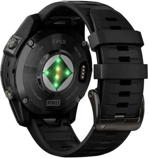 Garmin epix Pro (Gen 2) Standard Edition Stainless Steel 47mm Waterproof Smartwatch with Heart Rate Monitor (Slate Grey with Black Band) view 5