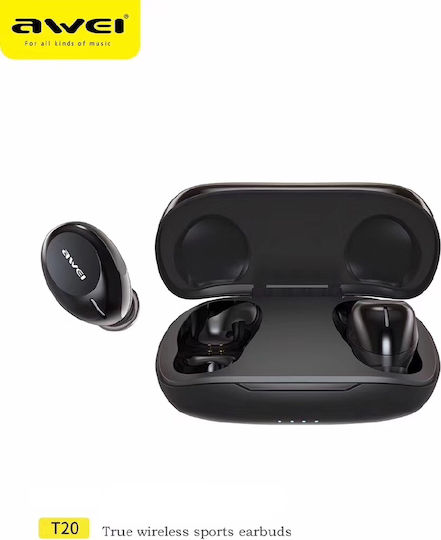 Awei T20 In-ear Bluetooth Handsfree Earphones with Sweat Resistance and Charging Case Black Ansicht 2