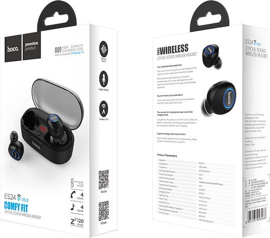 Hoco ES24 In-ear Bluetooth Handsfree Earphones with Charging Case Black view 5