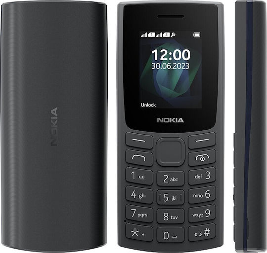 Nokia 105 4G Dual SIM Mobile with Buttons (Greek Menu) Charcoal view 1