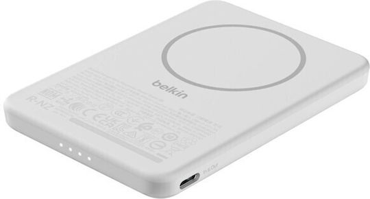Belkin BoostCharge Slim Magnetic MagSafe Power Bank 5000mAh with USB-C Port White view 2