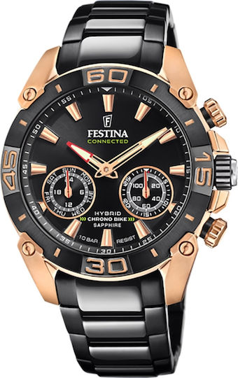 Festina Chrono Bike Hybrid Stainless Steel 45mm Waterproof Smartwatch (Black)