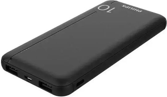 Philips DLP1810 Power Bank 10000mAh 37W with 2 USB-A Ports Black view 2