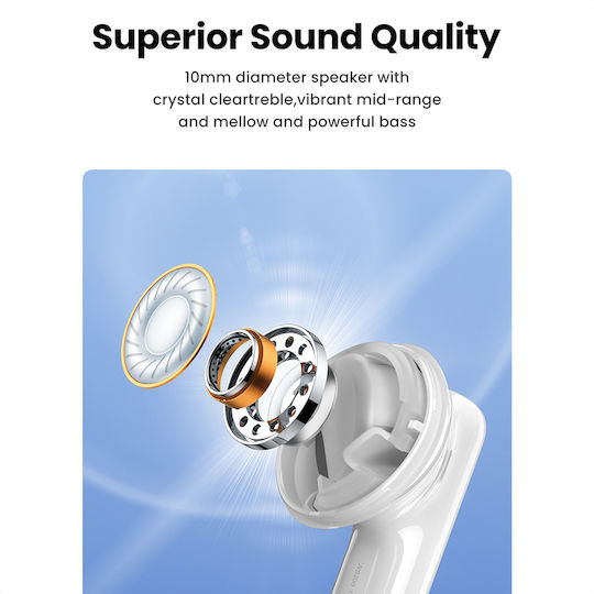 Ugreen HiTune T6 In-ear Bluetooth Handsfree Earphones with Sweat Resistance and Charging Case White vue 8
