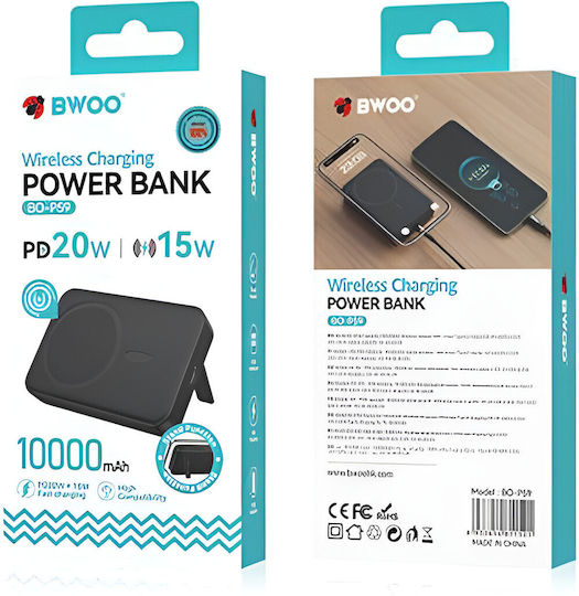 BWOO BO-P59 MagSafe Power Bank 10000mAh with USB-C Port Black view 3
