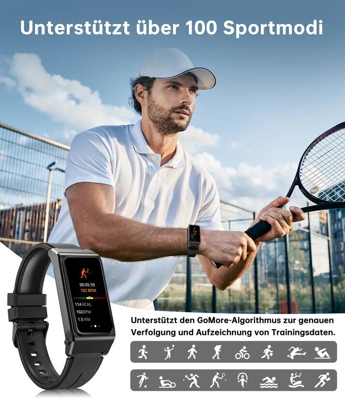 Oukitel BT11 Titanium Smartwatch with Heart Rate Monitor Black view 3