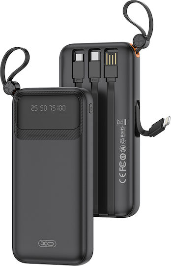 XO PR278 Power Bank 10000mAh 10W with 2 USB-A Ports and USB-C Port Black