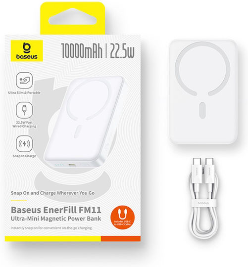 Baseus EnerFill FM11 MagSafe Power Bank 10000mAh 22.5W with USB-C Port Power Delivery White view 7