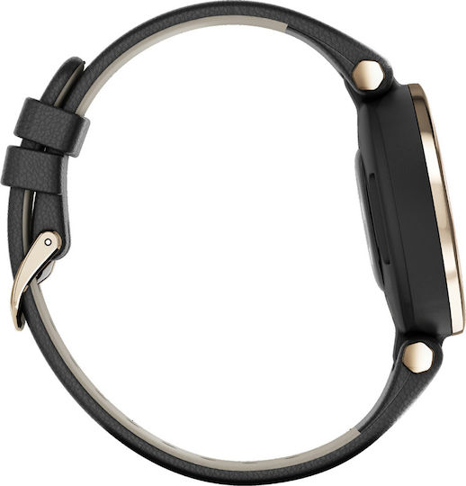 Garmin Lily Classic Stainless Steel Waterproof Smartwatch with Heart Rate Monitor (Cream Gold Bezel with Black Case and Italian Leather Band) view 4