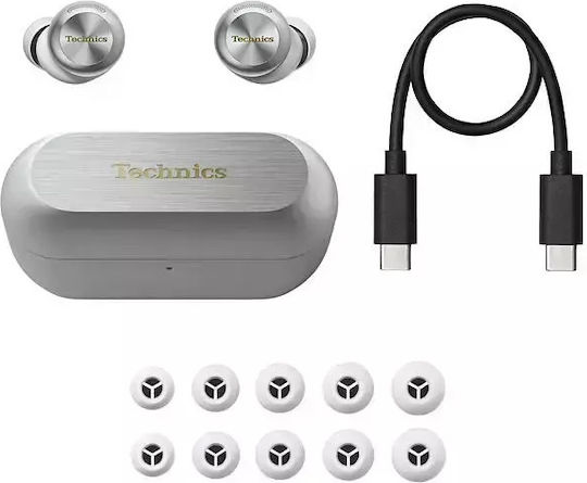 Technics EAH-AZ100 In-ear Bluetooth Handsfree Earphones with Sweat Resistance and Charging Case Silver view 5