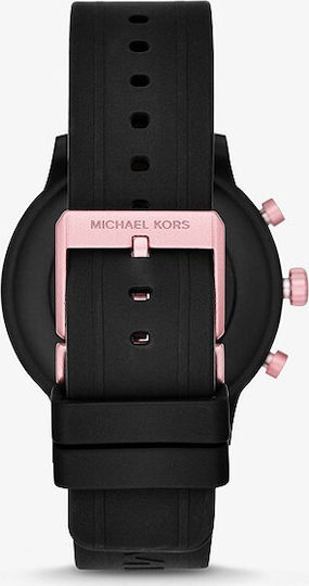 Michael Kors Access MKGO Stainless Steel 43mm Smartwatch with Heart Rate Monitor (Black / Pink) vue 3