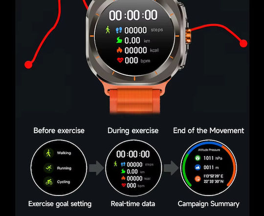Z7 Ultra Smartwatch with Heart Rate Monitor (Orange) view 4